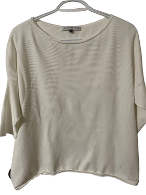 Adolfo Dominguez Ivory Textured Short Sleeve Top Size Medium